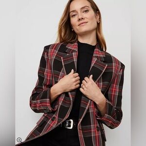 Ann Taylor Plaid Relaxed Double Breasted Blazer Size 6 NWT